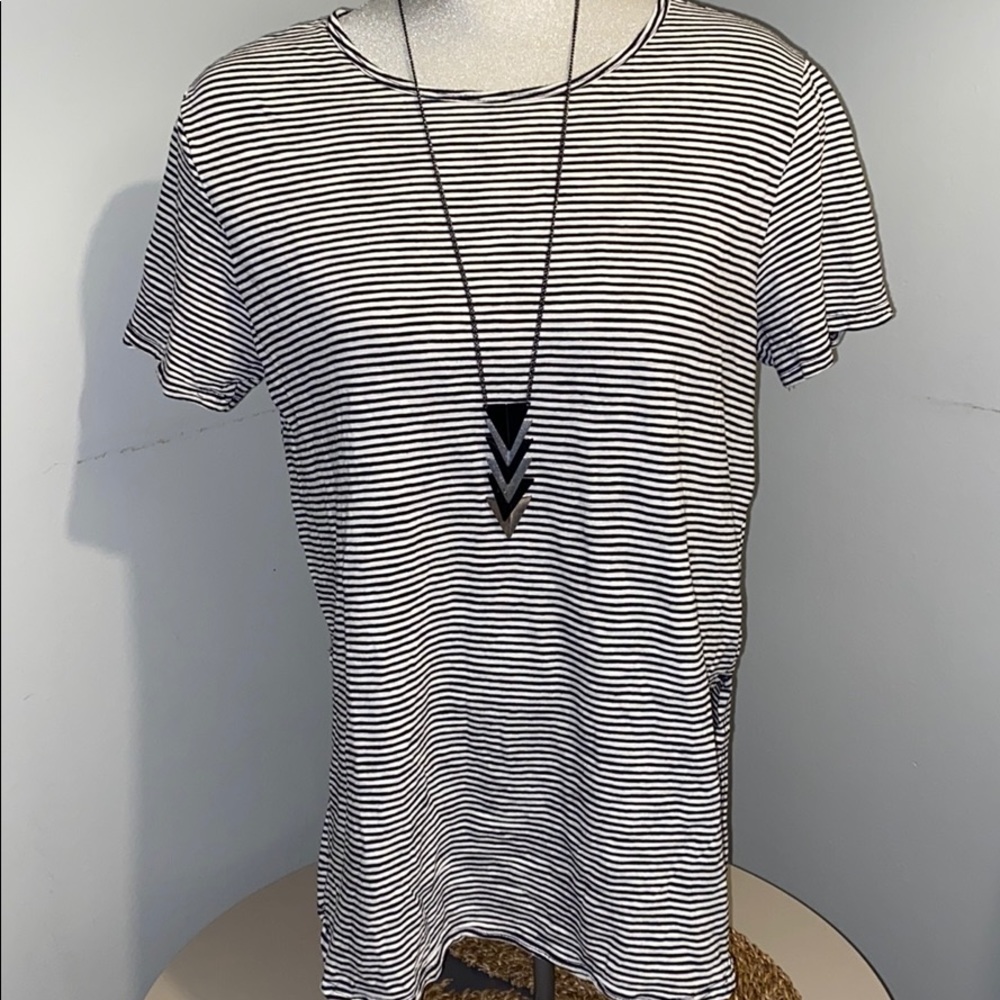 Lightweight striped tunic length tee